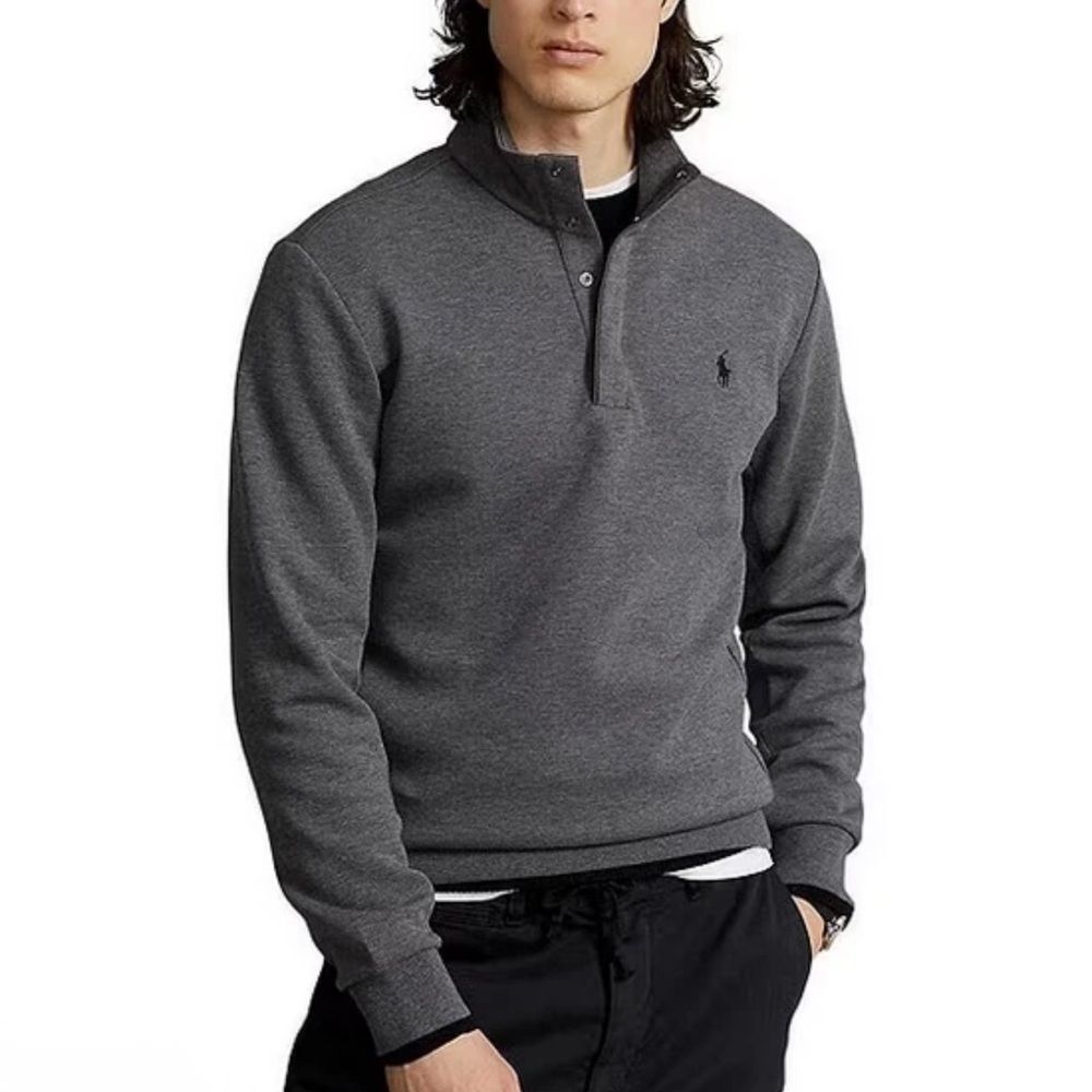 Polo Ralph Lauren Double-Knit Performance Quarter-Snap Pullover-Gray-Men Size XL